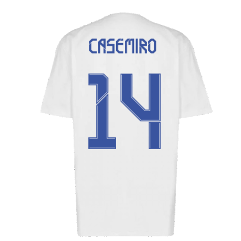 Real Madrid 2021-2022 Training Tee (White-Blue) (CASEMIRO 14)