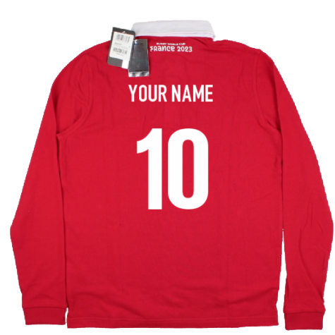 Wales RWC 2023 WRU Rugby Poly Cotton LS Rugby Jersey (Your Name)