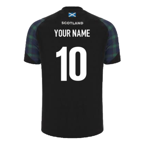 2023-2024 Scotland Rugby Travel Polycotton T-Shirt (Black) (Your Name)