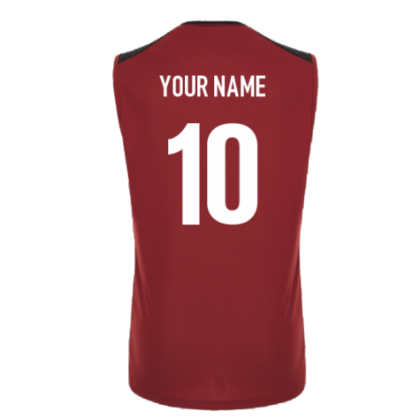 2023-2024 Wales Rugby Sleeveless Training Vest (Red) (Your Name)