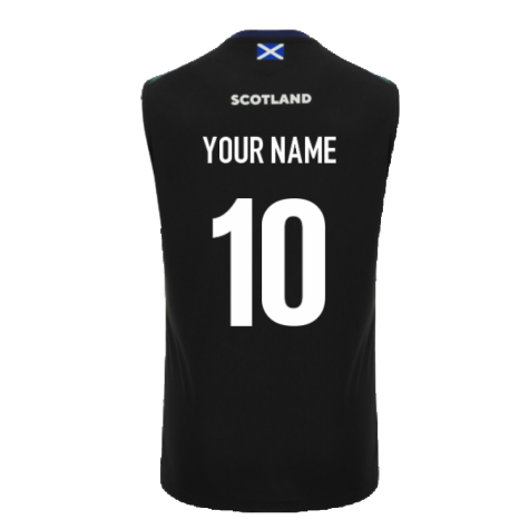 2023-2024 Scotland Rugby Training Gym Vest (Black) (Your Name)