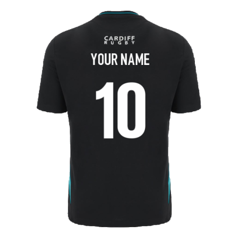 2023-2024 Cardiff Blues Travel Rugby T-Shirt (Black) (Your Name)