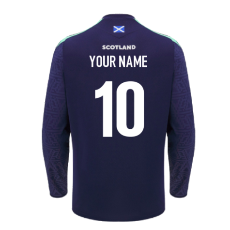 2024-2025 Scotland Rugby LS Training Poly Shirt (Navy) (Your Name)