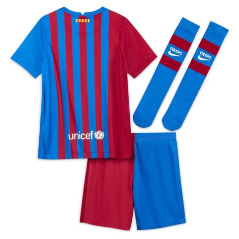 2021-2022 Barcelona Little Boys Home Kit (MINGUEZA 28)