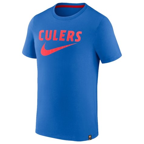 2022-2023 Barcelona Swoosh Club Tee (Blue) (PEDRI 8)