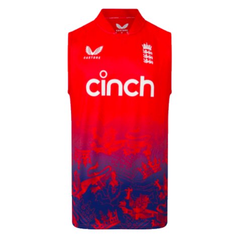 2023 England Cricket T20 Pro Sleeveless Vest (Red) (Your Name)