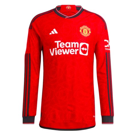 2023-2024 Man Utd Authentic Long Sleeve Home Shirt (Scholes 18)