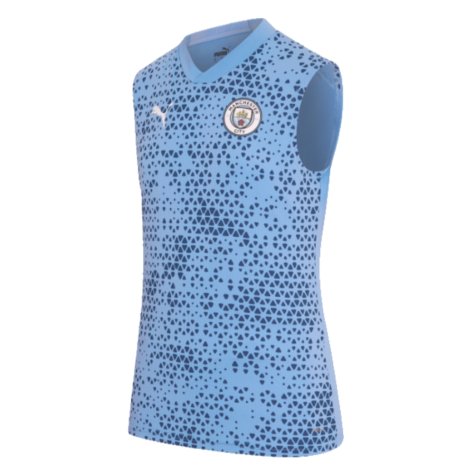 2023-2024 Man City Sleeveless Training Jersey (Light Blue) (Your Name)