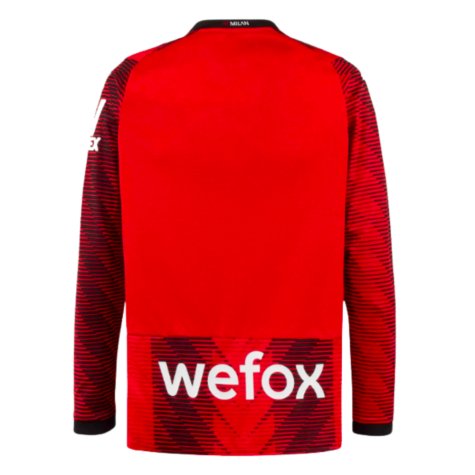 2023-2024 AC Milan Long Sleeve Home Shirt (Weah 9)