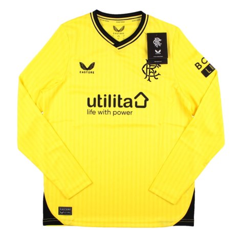 2023-2024 Rangers Home Goalkeeper LS Shirt (Yellow) - Kids (Your Name)