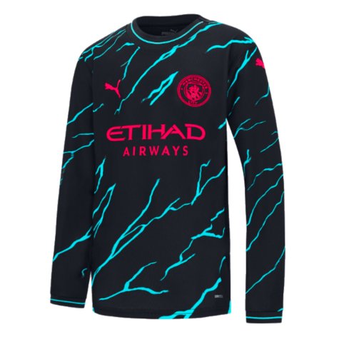 2023-2024 Man City Long Sleeve Third Shirt (Kids) (KUN AGUERO 10)