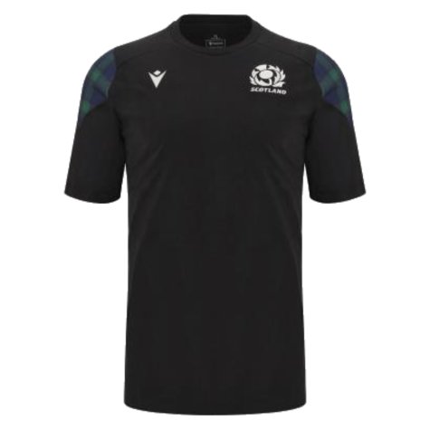 2023-2024 Scotland Rugby Travel Polycotton T-Shirt (Black) (Your Name)