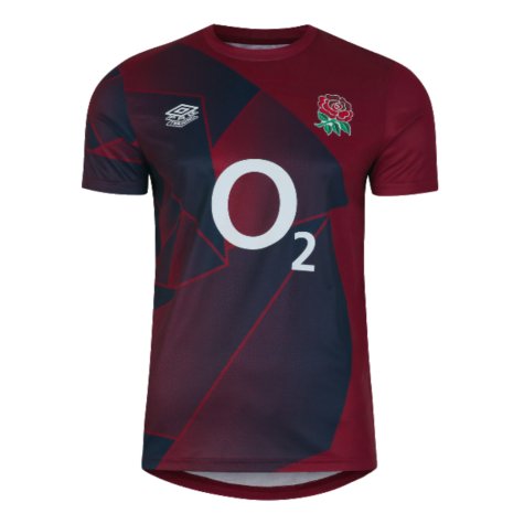 2023-2024 England Rugby Warm Up Jersey (Tibetan Red) (Your Name)