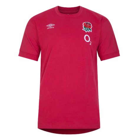 2023-2024 England Rugby Leisure T-Shirt (Earth Red) (Your Name)