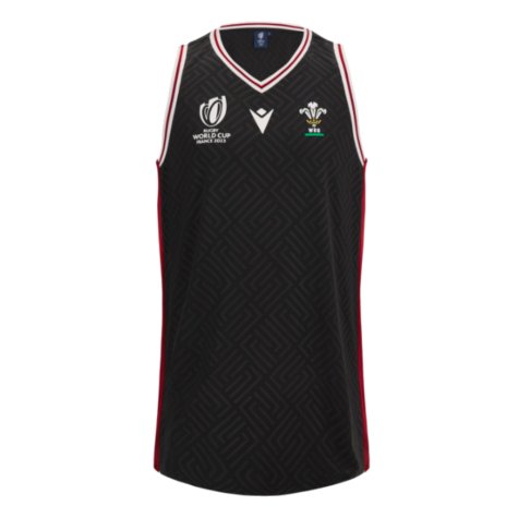 2023-2024 Wales Rugby Basketball Singlet (Black) (Your Name)