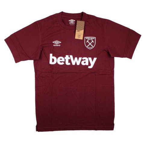 2023-2024 West Ham Leisure Tee (Tawny Port) (Mavropanos 15)