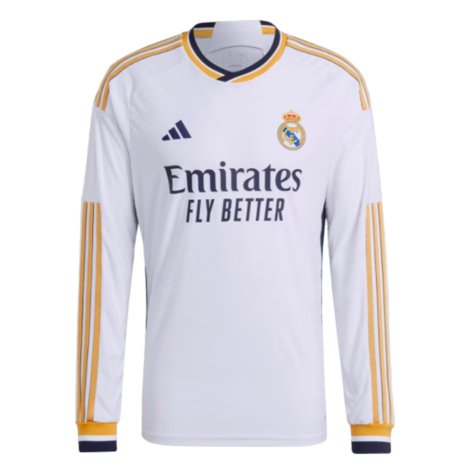 2023-2024 Real Madrid Authentic Long Sleeve Home Shirt (Tchouameni 18)