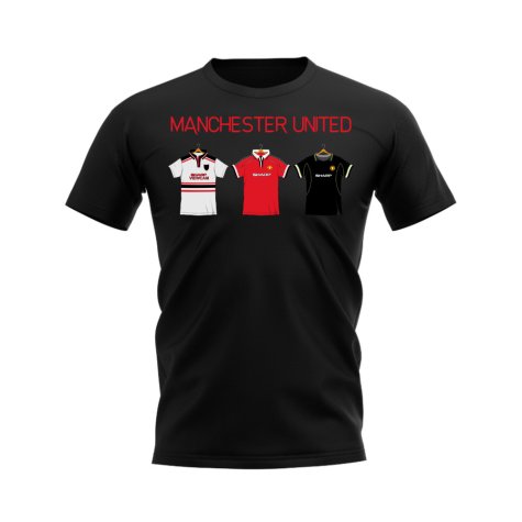 Manchester United 1998-1999 Retro Shirt T-shirt - Text (Black) (Charlton 10)