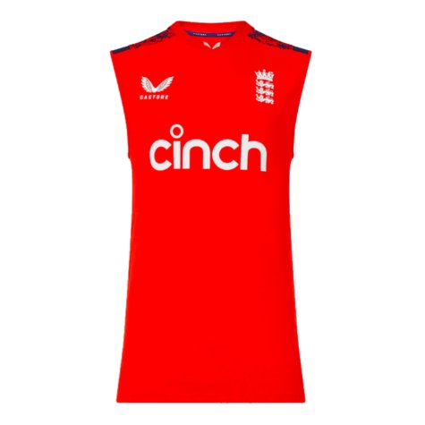 2024 England Cricket T20 Sleeveless Vest (Red) (Your Name)