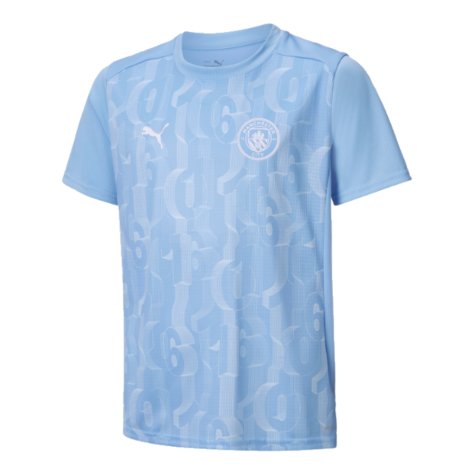 2024-2025 Man City Prematch SS Shirt (Light Blue) - Kids (J.Alvarez 19)