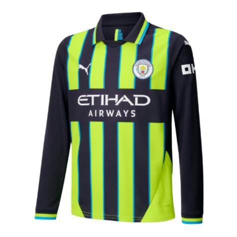 2024-2025 Man City Away Long Sleeve Shirt (Kids) (Greenwood 5)