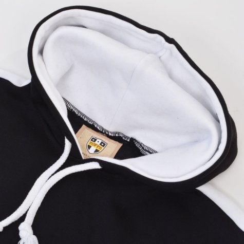 Toffs Retro Black Hoodie - White Sleeve Panels.