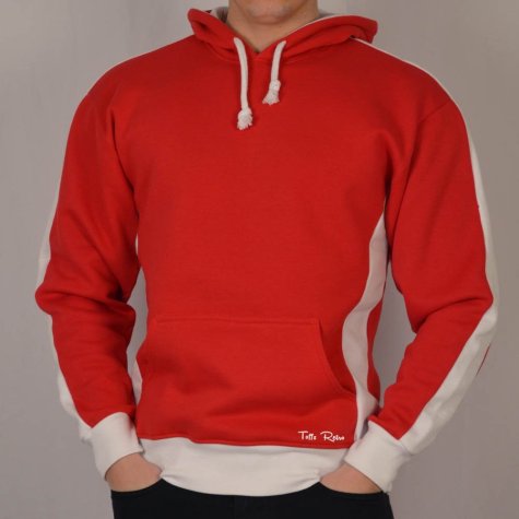 Toffs Retro Red Hoodie White Sleeve Panels