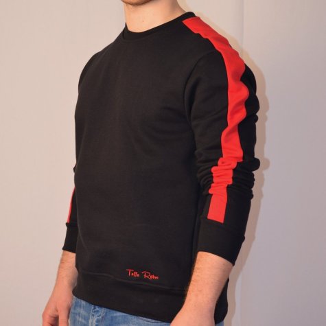 Toffs Retro Black Sweatshirt Red Sleeve Panels