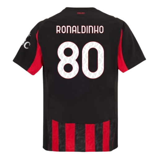 2025-2026 AC Milan Authentic Home Shirt (Ronaldinho 80)