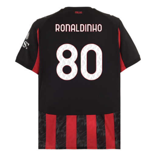 2025-2026 AC Milan Home Shirt (Ronaldinho 80)