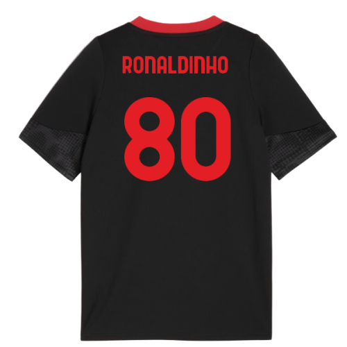 2025-2026 AC Milan Training Jersey (Black) - Kids (Ronaldinho 80)