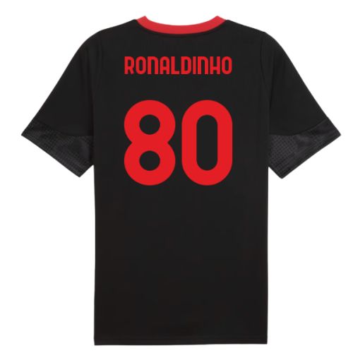 2025-2026 AC Milan Training Jersey (Black) (Ronaldinho 80)