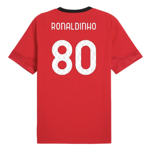 2025-2026 AC Milan Training Jersey (Red) (Ronaldinho 80)