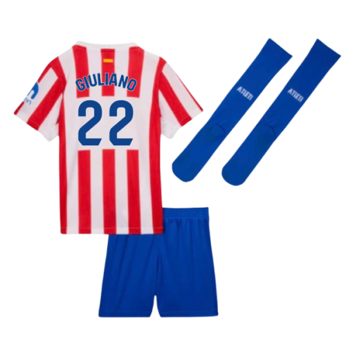 2025-2026 Atletico Madrid Home Little Boys Mini Kit (Giuliano 22)