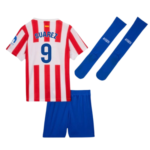 2025-2026 Atletico Madrid Home Little Boys Mini Kit (Suarez 9)