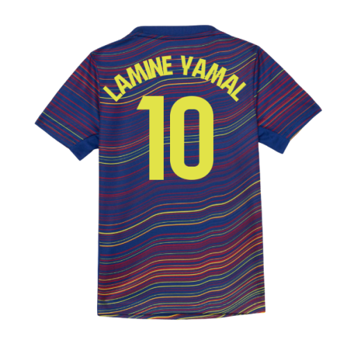 2025-2026 Barcelona Academy Pro Pre Match Shirt (Blue) - Kids (Lamine Yamal 10)
