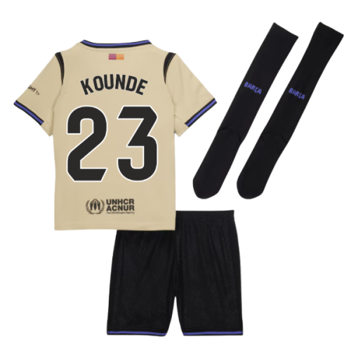 2025-2026 Barcelona Away Little Kids Mini Kit (Kounde 23)