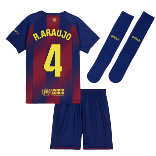 2025-2026 Barcelona Home Mini Kit (R.Araujo 4)