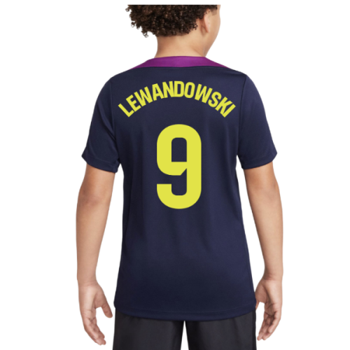 2025-2026 Barcelona Strike Training Shirt (Purple) - Kids (Lewandowski 9)