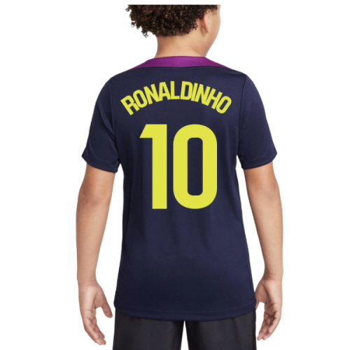 2025-2026 Barcelona Strike Training Shirt (Purple) - Kids (Ronaldinho 10)