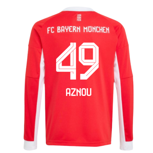 2025-2026 Bayern Munich Long Sleeve Home Shirt (Kids) (Aznou 49)
