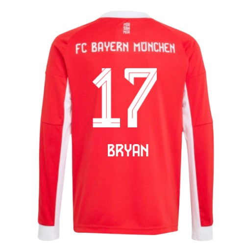 2025-2026 Bayern Munich Long Sleeve Home Shirt (Kids) (Bryan 17)