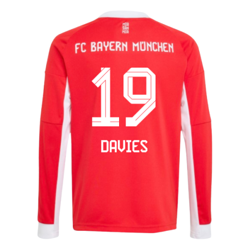 2025-2026 Bayern Munich Long Sleeve Home Shirt (Kids) (Davies 19)