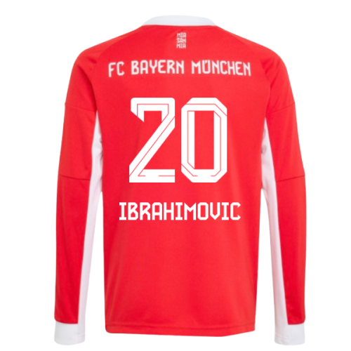 2025-2026 Bayern Munich Long Sleeve Home Shirt (Kids) (Ibrahimovic 20)