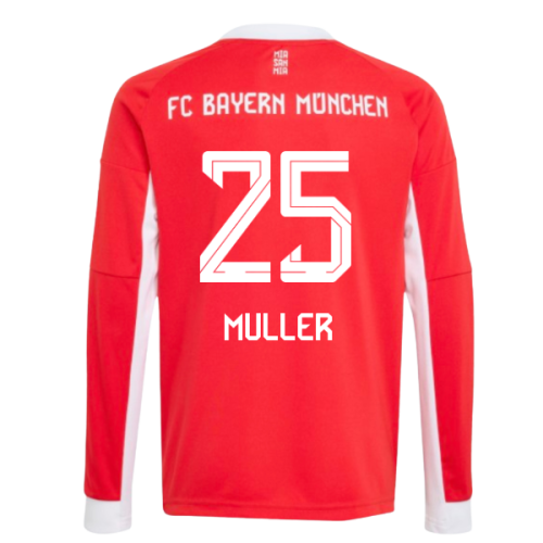 2025-2026 Bayern Munich Long Sleeve Home Shirt (Kids) (Muller 25)