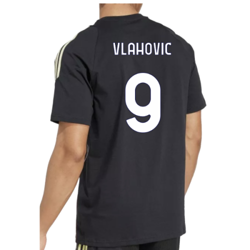 2025-2026 Juventus Training Tee (Black) (Vlahovic 9)