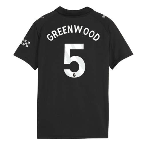 2025-2026 Man City Away Shirt (Kids) (Greenwood 5)