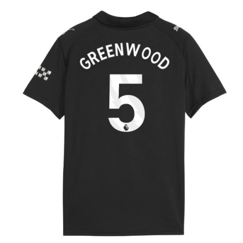2025-2026 Man City Away Shirt (Kids) (Greenwood 5)