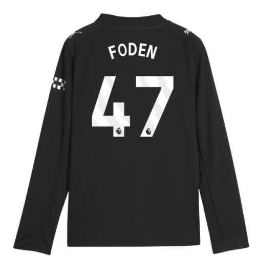 2025-2026 Man City Long Sleeve Away Shirt (Kids) (Foden 47)