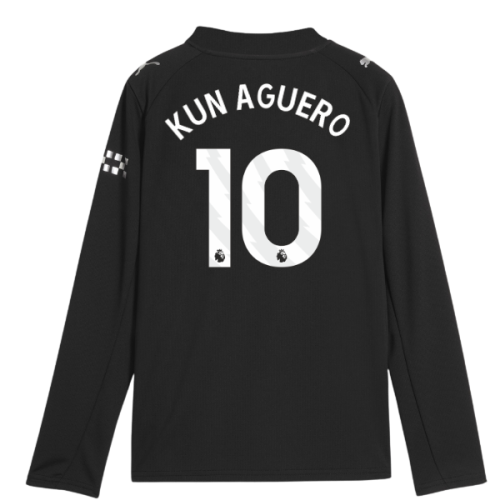 2025-2026 Man City Long Sleeve Away Shirt (Kids) (Kun Aguero 10)
